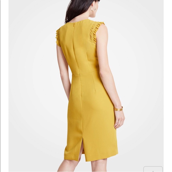 Ann Taylor Ruffle Sheath Dress in Honey Drop - Picture 2 of 2